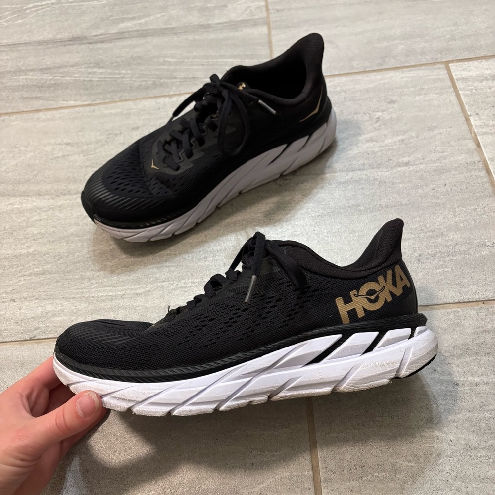 Hoka Black and White Women's Running Sneakers